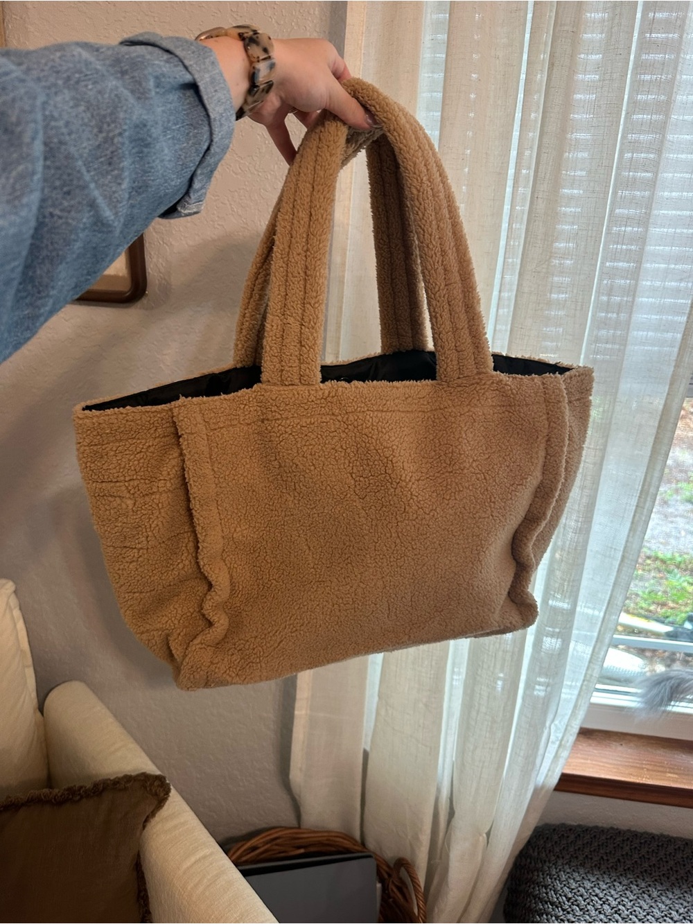 Victoria's Secret Tan Teddy Sherpa Tote - Picture 5 of 5